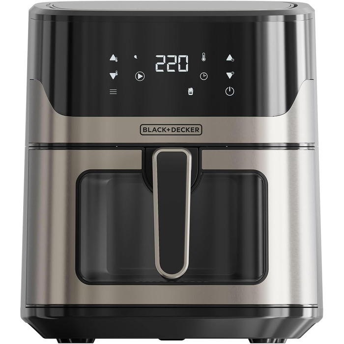 Фритюрниця аерогриль BLACK+DECKER BXAF6500E 1600Вт, 6,5л, 8 програм, оглядове вікно, температура 80-220°C, до 1300г картоплі фрі