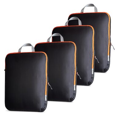 Набір органайзерів для валізи та рюкзака OW-Travel з компресією, 4 шт. (2 середніх, 2 великих), чорний
