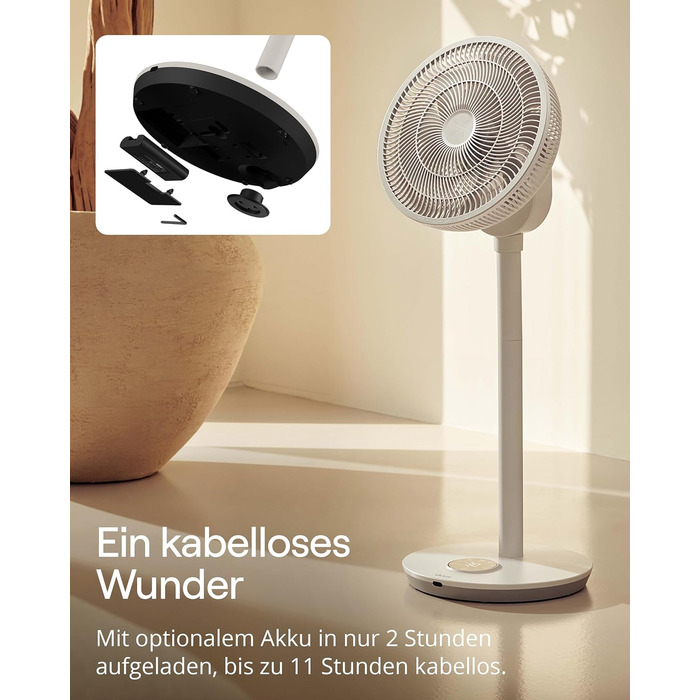 Duux Whisper Flex 2 Smart Вентилятор: тихий (13 дБ), нічний режим, таймер, регульована висота (54-92 см), енергоефективний, з Wi-Fi та пультом (Greige)