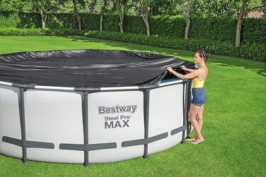 Покривало захисне для басейнів Bestway Flowclear PVC (кругле) для Steel Pro Max та Hydrium Splasher, Ø 460 см, сіре