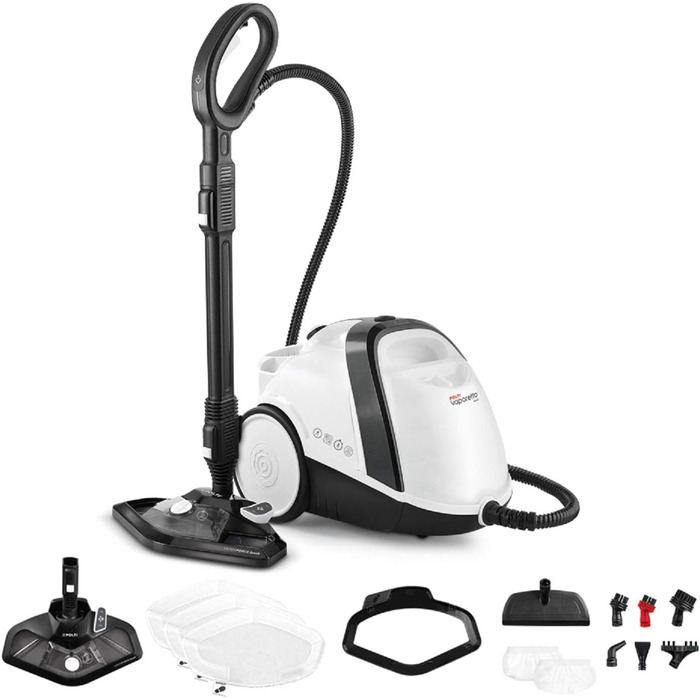 Парова швабра Polti Vaporetto Smart 120 з високотисковим бойлером, 4 бар, знищує 99,99% вірусів, мікробів і бактерій, 14 насадок