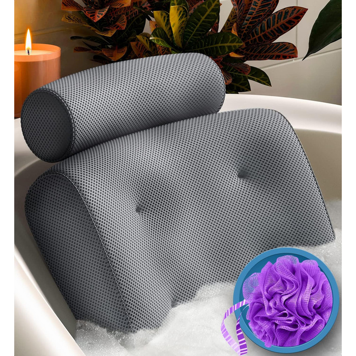 Подушка для ванни Everlasting Comfort – розкішна ортопедична подушка для голови, шиї та спини, підтримка для ванни, спа і релаксу