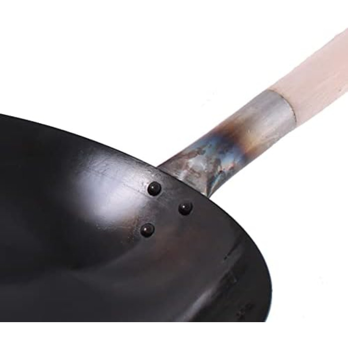 Wok-пательня AAF Nommel 36 см, кругле дно, вуглецева сталь, натуральне антипригарне покриття, попередньо прожарена