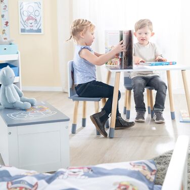 Дитячий комплект меблів Roba Paw Patrol: 2 стільці та стіл, дерев'яні, білі, з героями мультфільму, для дітей від 18 місяців