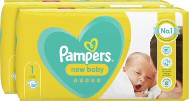 Дитячі підгузки Pampers розмір 1 (2-5 кг), 100 шт (2 упаковки по 50 шт), місячний запас