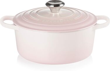 Чавунна каструля Le Creuset Signature з кришкою, 24 см, кругла, 4,2 л, для всіх плит і індукції, рожевий Shell Pink