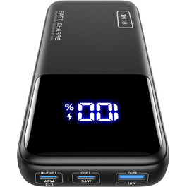 Power Bank INIU 20000mAh 65W: зарядний пристрій для телефону та ноутбука. USB-C, сумісний з MacBook, iPad, iPhone, Steam Deck. Чорний
