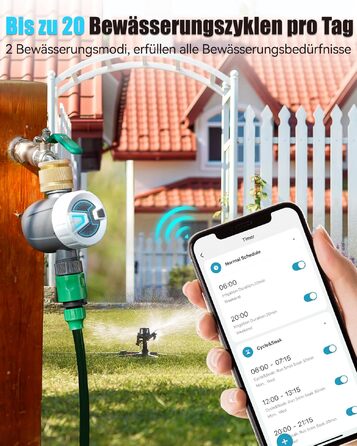 Таймер для поливу RainPoint WiFi, автоматична система поливу з латунним входом, режим циклу/замочування, керування через Smart APP (2.4 GHz WiFi/Bluetooth) для газону та саду