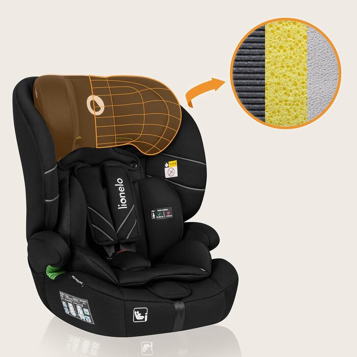 Автокрісло Lionelo Levi One i-Size 76-150 см, Група 1 2 3, Чорний, R129 i-Size