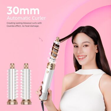 Atopskins Airbrush Haarstyler 5-в-1: Фен-щітка, стайлер для волосся, випрямляч, плойка, об'ємний фен (біло-сірий)