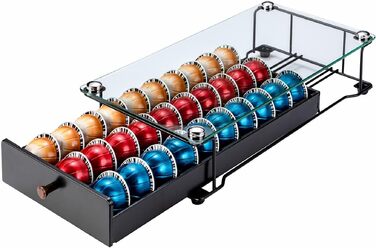Органайзер-підставка для кавових капсул Nespresso Vertuo від Reisratten, підставка-шухляда на 30 капсул, скло