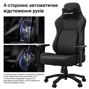 Крісло геймерське ігрове Anda Seat Phantom 4 L до 90 кг Black (AD18YSD-72-B-PV-B01)