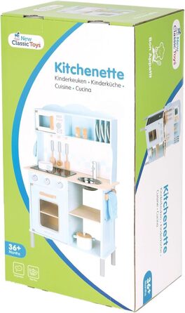 Дитяча кухня New Classic Toys 11065, сучасна, з плитою, синя, багатобарвна