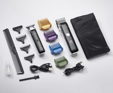 BarberBoss Портативна машинка для стрижки бороди і волосся з керамічним лезом, триммер для чоловіків, точне регулювання, насадки, USB-зарядка, індикатор заряду, QR-2682