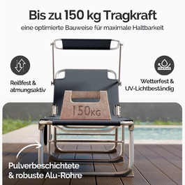 Шезлонг Ibiza Grey 190x59x29см Алюмінієвий навіс від сонця