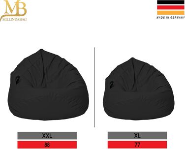 Мішок-крісло Beanbag MILLINDABAG Kastanie краплеподібний для дітей, підлітків та дорослих, антрацит, XL 77 см - для дому та вулиці, вже наповнений