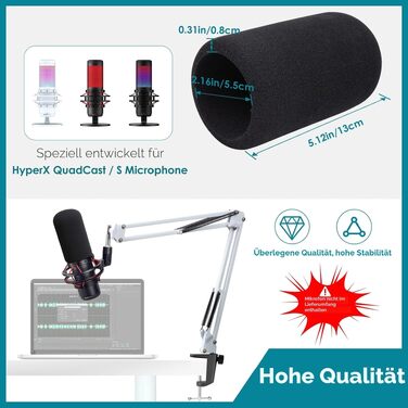 Тримач-пантограф для мікрофона YOUSHARES універсальний (білий) для HyperX QuadCast S/2S, Blue Yeti, Rode PodMic, Razer Seiren — для стрімінгу, геймінгу та подкастингу