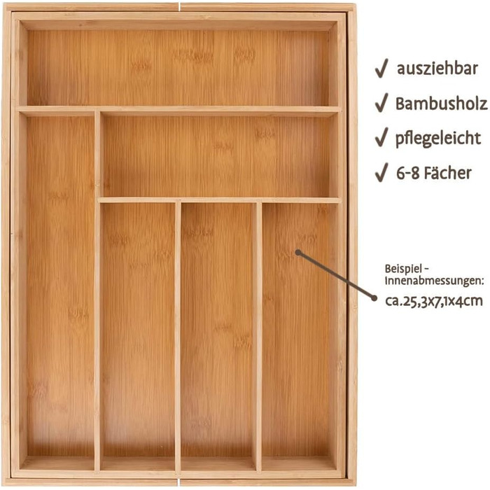 Murago органайзер для столових приборів, розсувний, 34-56x46x6 см, з бамбука, для кухонних шухляд
