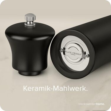 Набір млинків для солі та перцю blackswedenhome, керамічний механізм, 22 см, чорний та білий, 2 шт.