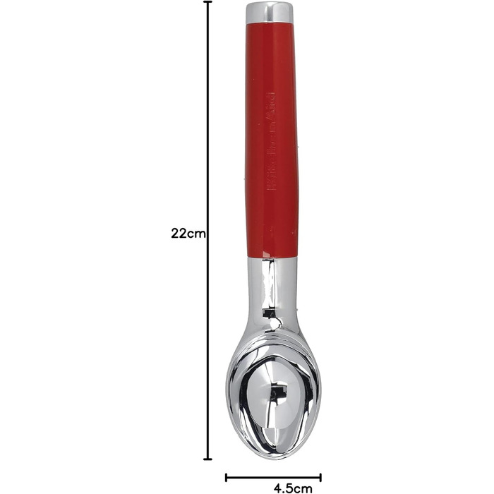Ложка для морозива KitchenAid Eisportionierer, червона (Empire Red), нержавіюча сталь, для тіста, для мийки посуду
