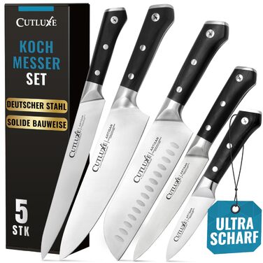 Набір кухонних ножів Cutluxe (5 предметів) з німецької сталі, професійний гострий набір ножів для кухні