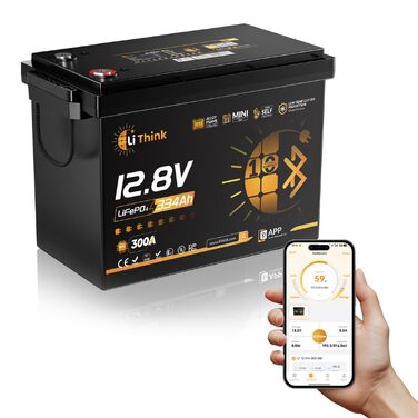 LiFePO4 акумулятор 12V 100Ah H190 ECE R10 з Bluetooth 5.4 для кемпера та автобудинку (Lithium Batterie 12V 334Ah MINI BT)