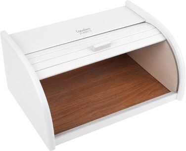 Дерев'яний білий хлібник Creative Home з роликовою кришкою 38x28,5x17,5 см – натуральна коробка для хліба, булочок та випічки для кухні