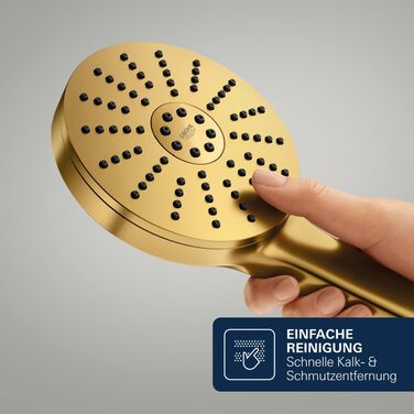 Душова лійка GROHE Vitalio Joy+ 120 Gold з функцією AquaBooster, 3 режими струменя, водоощадна (8 л/хв), універсальне підключення, 1348640000