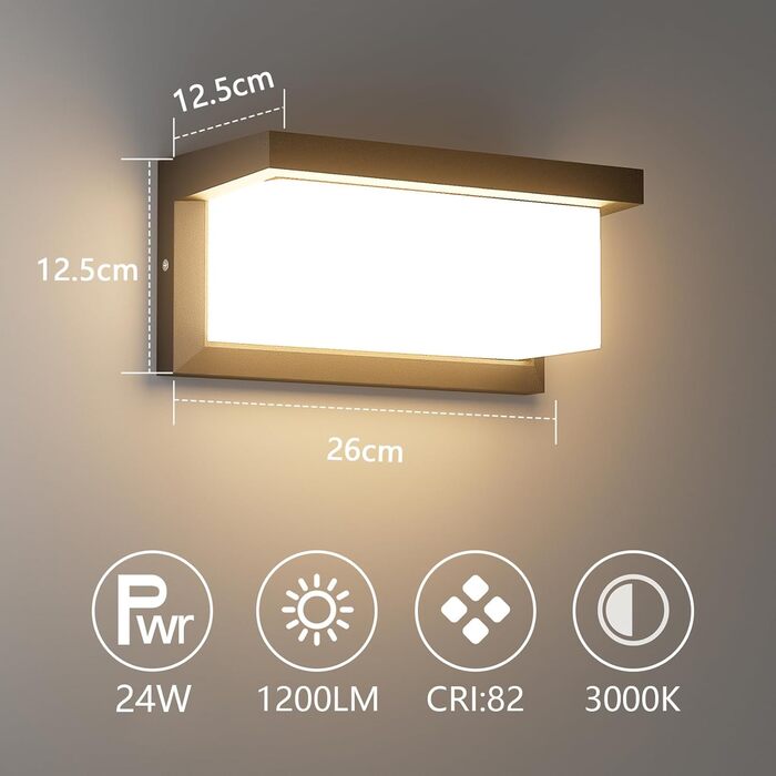 Klighten LED настінний світильник для вулиці, 2 шт, 3000K, IP65, алюмінієвий, чорний, для дому, саду та тераси