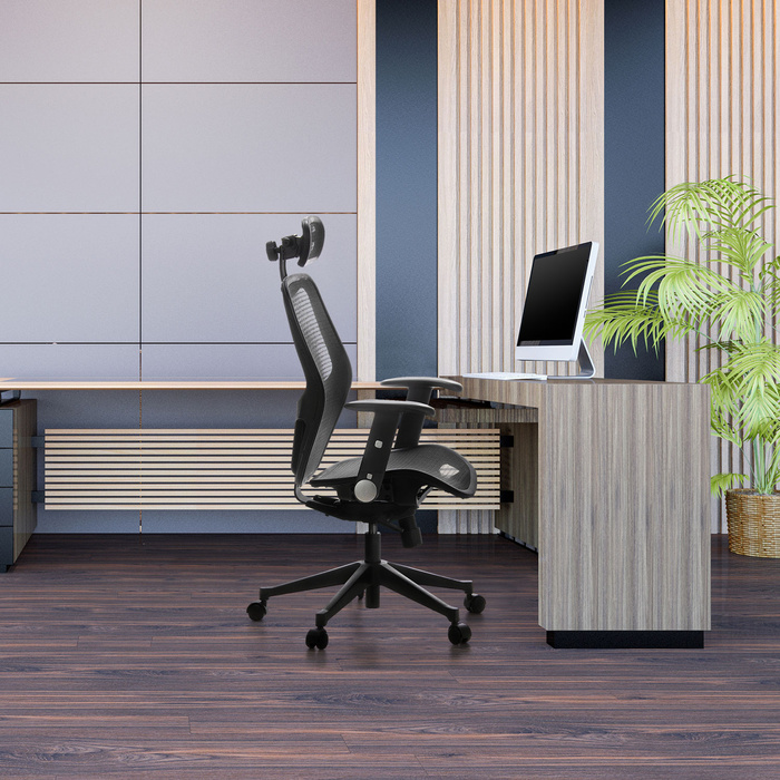 Офісне крісло / крісло керівника AIR-PORT сітка тканина чорний hjh OFFICE