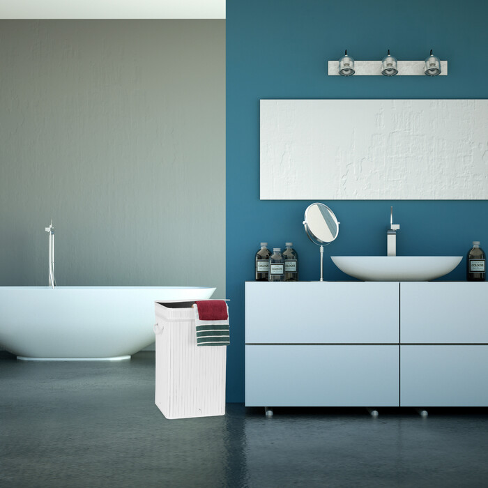 Кошик для білизни Relaxdays бамбуковий білий 65 л