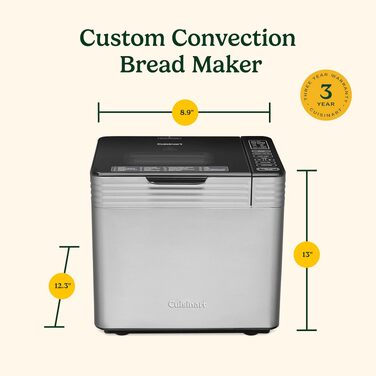 Хлібопічка Cuisinart CBK-210 Convection: професійна, з конвекцією, 16 програм, до 0.9 кг, нержавіюча сталь
