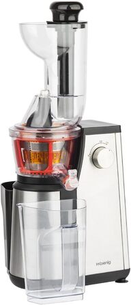 Соковижималка H.Koenig GSX18, шнекова, 1 л, 400 Вт, з системою проти крапель, контейнером для жмиху, нержавіюча сталь, чорна