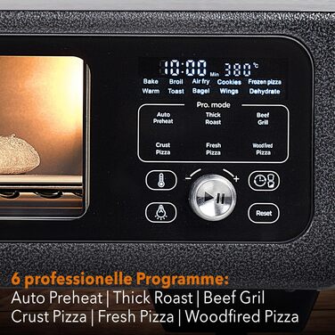 Мультифункціональна піч PizzaAirfryer400 12-в-1: піч для піци, аерофритюрниця та гриль до 400°C, XXL аксесуари, чавунний деко та камінь для випікання (Антрацит)