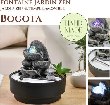 Садовий фонтан Zen з обертовою скляною кулею, LED підсвіткою, білим піском, закритою циркуляцією води, 21 см, Bogota Zen'Light – декор для дому та саду