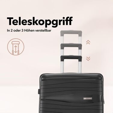 Набір валіз Travel One 4 шт. чорного кольору - полікарбонатний валізу-кейc 32/60/98л, кодовий замок, колеса 360°