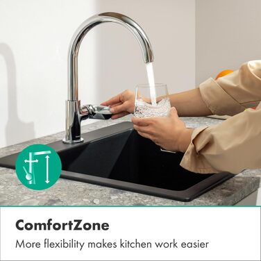 Змішувач кухонний Hansgrohe Vernis Blend M35 з виливом 210 мм, хром - одинарний струмінь