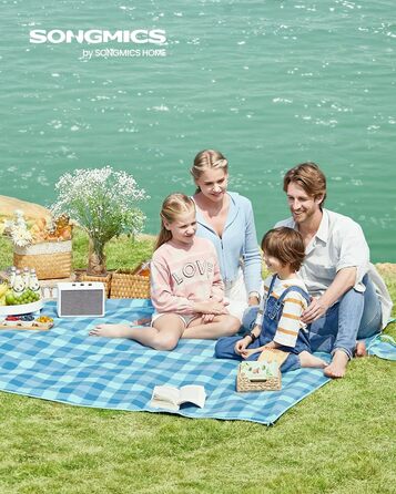 Пікнік килимок SONGMICS 200x200 см з 4 кілочками, водонепроникний складаний для парку, саду, пляжу, зелено-синій