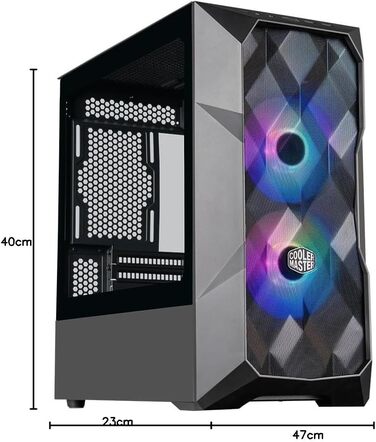 Корпус для ПК Cooler Master TD300 Mesh Mini-Tower для Micro-ATX та Mini-ITX, ігровий корпус з високим повітряним потоком, 2 ARGB вентилятори 120 мм, бічна панель із загартованого скла, знімна кришка, ARGB/PWM-хаб