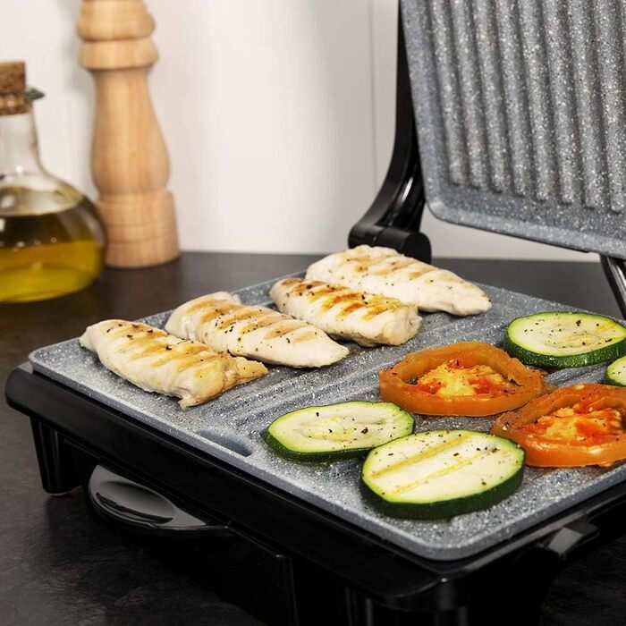 Електрогриль Cecotec Rock'nGrill 1500 Rapid з каменем RockStone, регульованою кришкою, збирачем жиру, 1500 Вт, нержавіюча сталь
