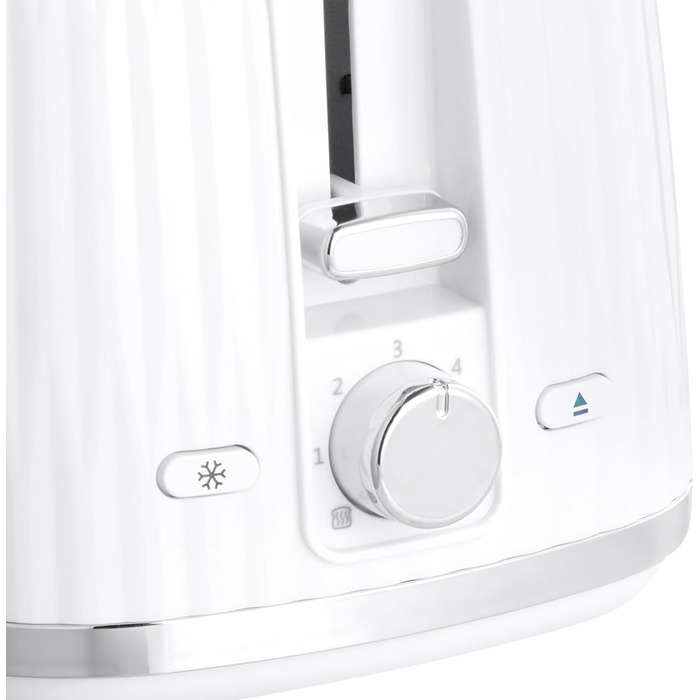 Тостер Russell Hobbs Eden для 2 скибок, білий - 6 режимів підсмажування, розморожування, підігрів, підйом, лоток для крихт
