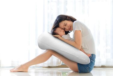 Подушка для годування та вагітності Amilian XXL, біла, з чохлом, універсальна, для новонароджених та майбутніх мам