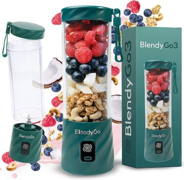 Портативний блендер BlendyGo 3 для смузі, 550 мл, USB, BPA-free, PulseMotion & BlendPro, фласково-зелений