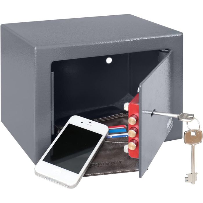 Сейф HMF 49216-11 для меблів, малий, з ключем, 23x17x17 см, антрацит