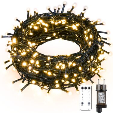 Світлодіодна гірлянда MAGGIFT 400 LED (20м), теплий білий колір, з пультом та таймером, 8 режимів роботи, водонепроникна IP44 для вулиці, саду та дому