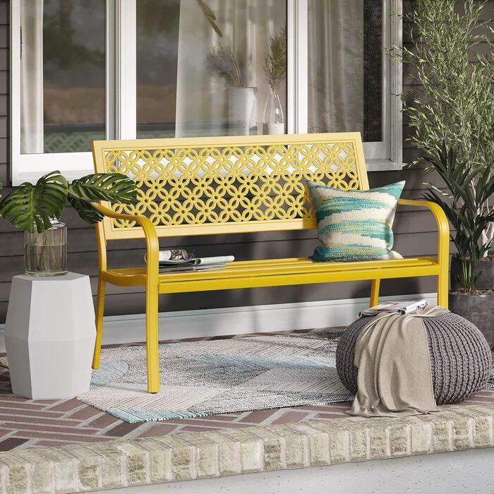 Металева лавка Grand Patio для саду, парку та балкону - 2-3 місця, ретро-стиль, сіра (сірка), сталь, чавун