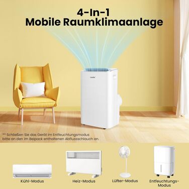 Мобільний кондиціонер Comfee Breezy Cool Pro 2.0 7000 BTU/2.0kW з Wi-Fi, охолодження, вентиляція, осушення - до 68 м³