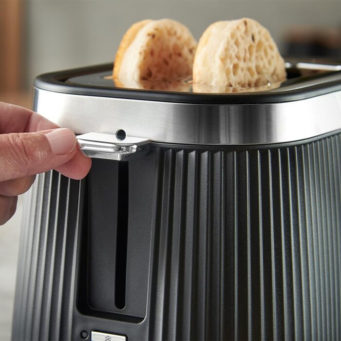 Тостер Russell Hobbs Brontë Stone 26761-56 (2 тости, чорний) з 6 режимами, підігрівом, розморожуванням та підйомним механізмом