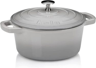 Жаровня Kela Calido 2,5 л, Ø 21 см, чавун, емальована, кругла, сіра, для всіх плит, термостійка до 300°C