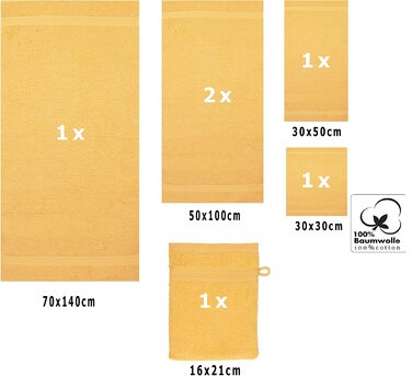 Набір рушників Betz PREMIUM 6 шт. 100% бавовна: пляжний, банні, гостьовий, для обличчя, для рук, жовтий (honiggelb)